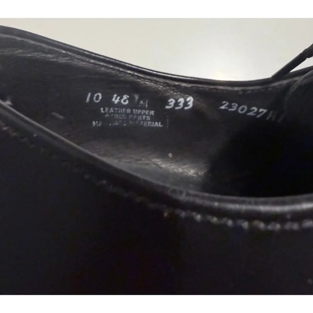 Johnston & Murphy Executive Imperial Black Leather Split Toe Derby Shoes Mens 10
